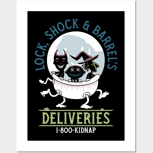 Lock, Shock & Barrel Deliveries - Nightmare - Creepy Cute Christmas Goth Wall Art by Nemons